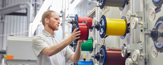 A man in a factory.